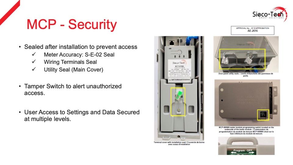 Slide showing the MCP's multi-sealed configuration and how it supports the best sub-metering for tenants